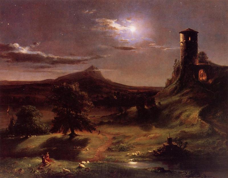 Thomas Cole Moonlight Norge oil painting art